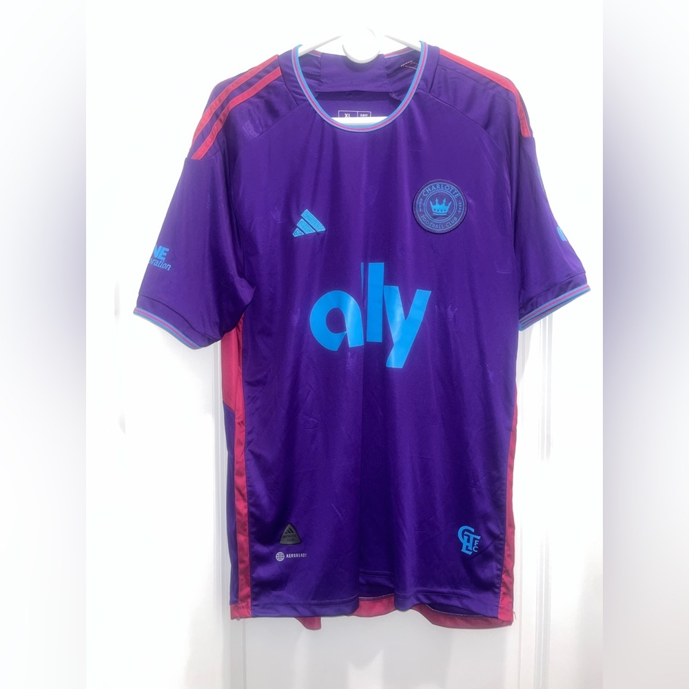 adidas Charlotte FC Authentic Purple Soccer Jersey Men’s Size slim fit #4 Beto - Picture 1 of 3